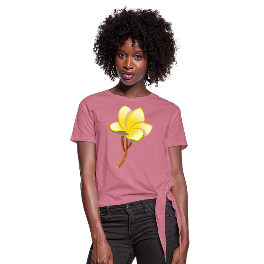 Camiseta con nudo"Plumeria" - mauve