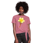 Camiseta con nudo"Plumeria" - mauve