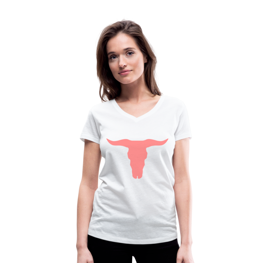 Camiseta ecológica con cuello de pico de Stanley & Stella"buffalo skull" - white