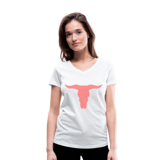 Camiseta ecológica con cuello de pico de Stanley & Stella"buffalo skull" - white