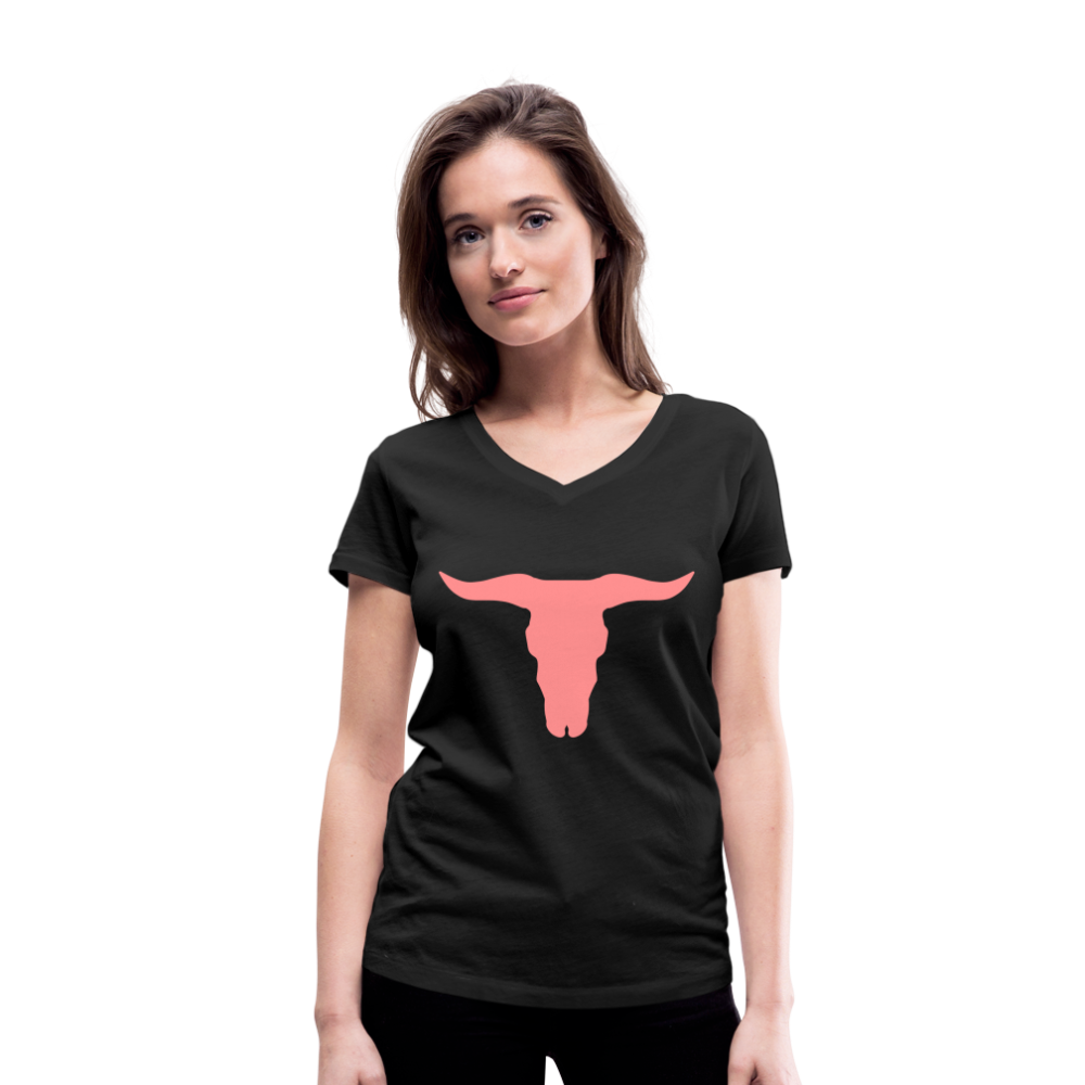 Camiseta ecológica con cuello de pico de Stanley & Stella"buffalo skull" - black