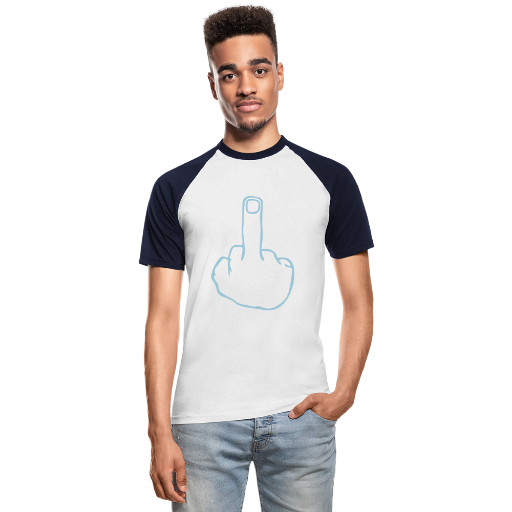 Camiseta béisbol manga corta"mittelfinger" - white/navy