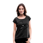 Camiseta con manga enrollada"mp3" - heather black