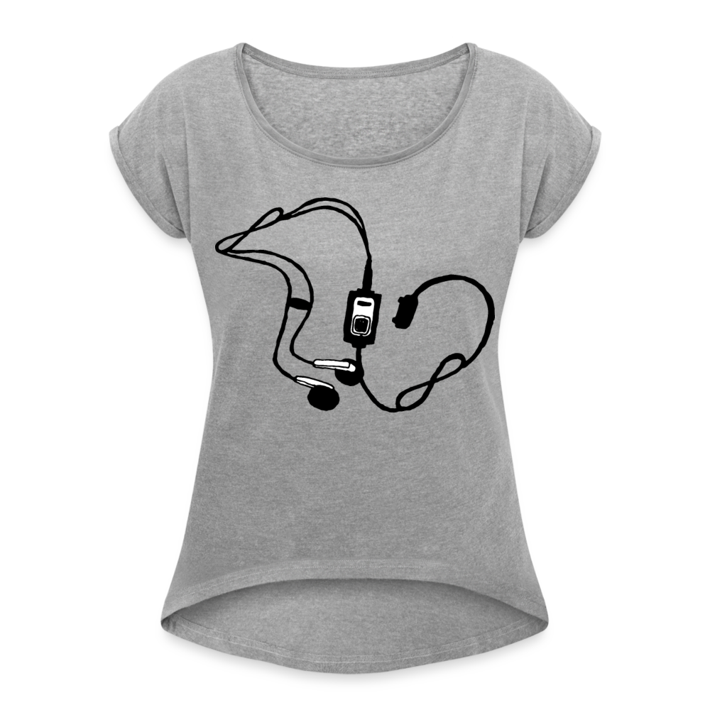 Camiseta con manga enrollada"mp3" - heather grey