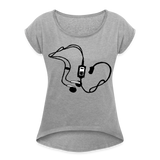 Camiseta con manga enrollada"mp3" - heather grey