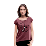 Camiseta con manga enrollada"mp3" - heather burgundy