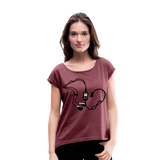 Camiseta con manga enrollada"mp3" - heather burgundy