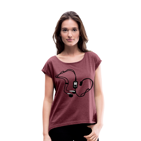 Camiseta con manga enrollada"mp3" - heather burgundy