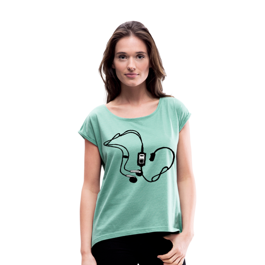 Camiseta con manga enrollada"mp3" - heather mint