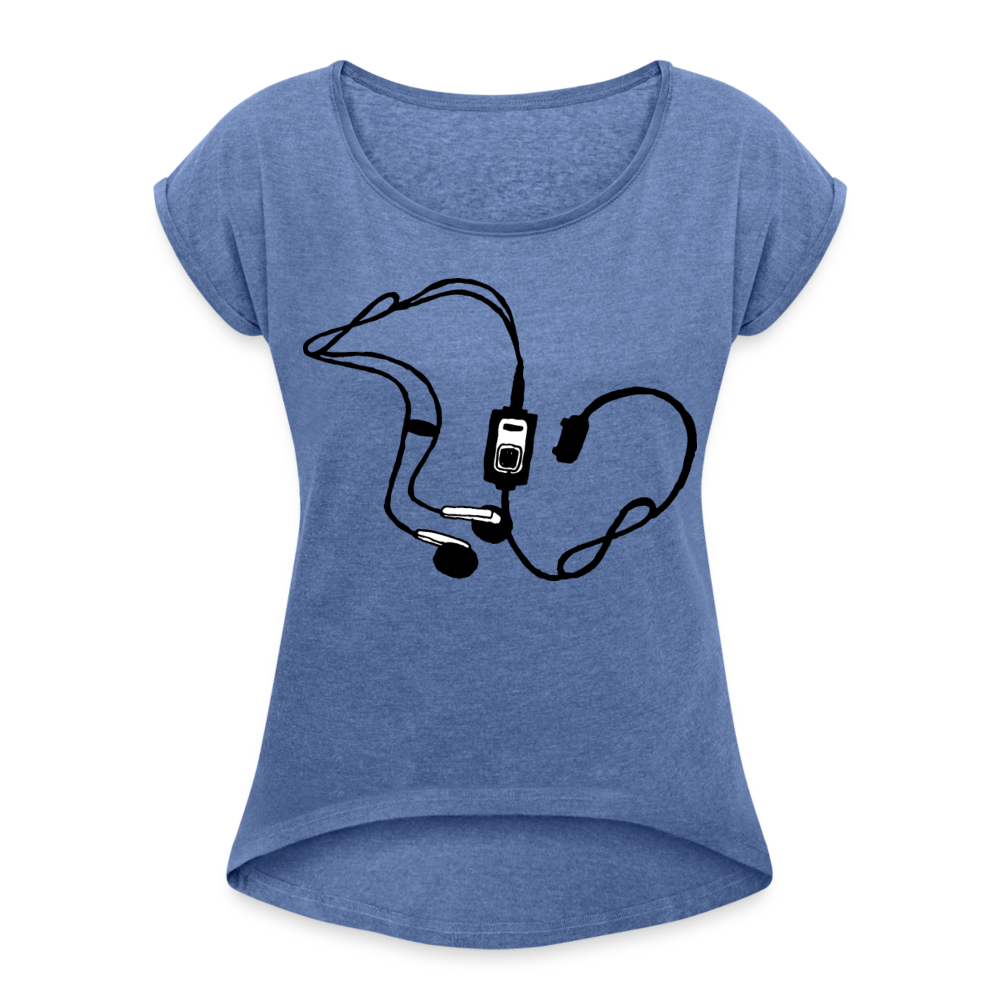 Camiseta con manga enrollada"mp3" - heather denim