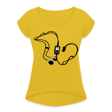 Camiseta con manga enrollada"mp3" - mustard yellow