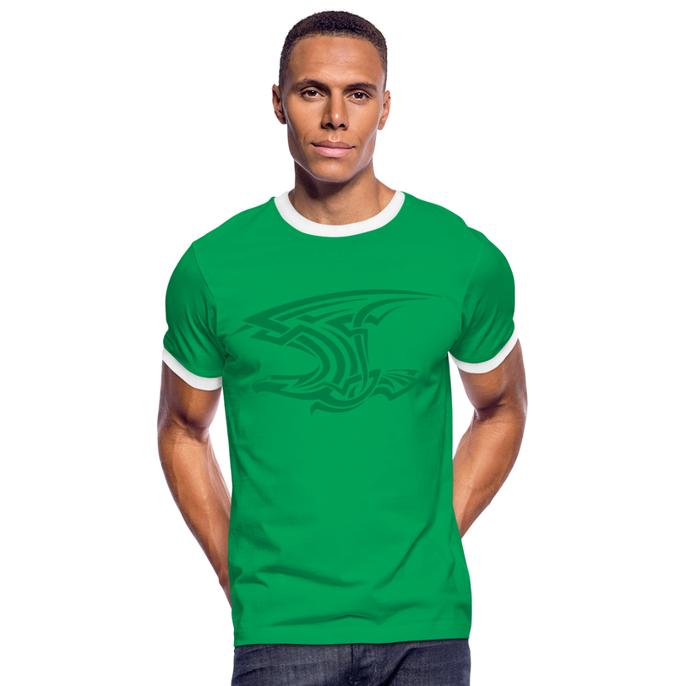 Camiseta contraste"Tribal Eagle" - kelly green/white