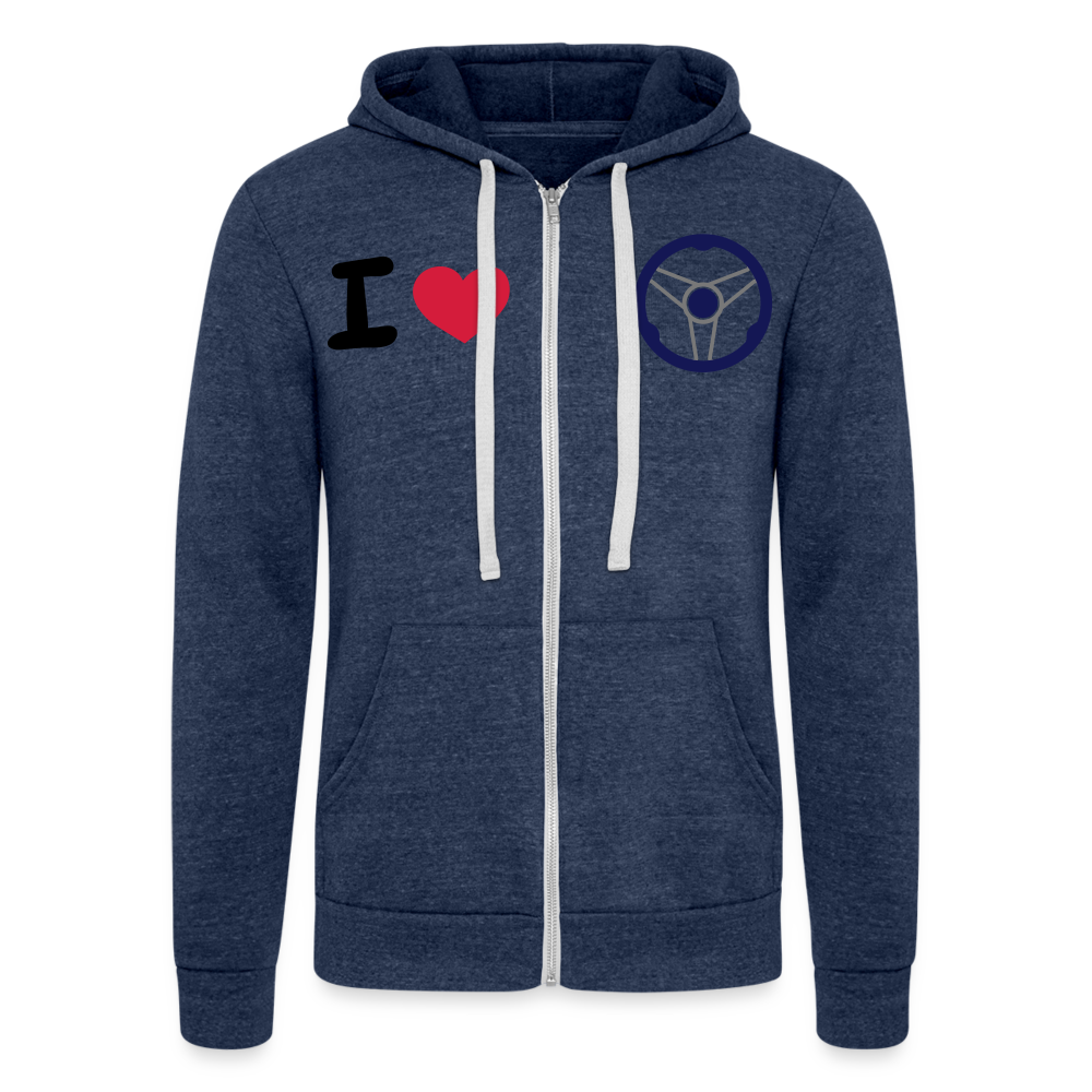 Chaqueta con capucha Tri-Blend unisex de Bella + Canvas"gokart racer" - heather navy