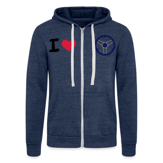 Chaqueta con capucha Tri-Blend unisex de Bella + Canvas"gokart racer" - heather navy