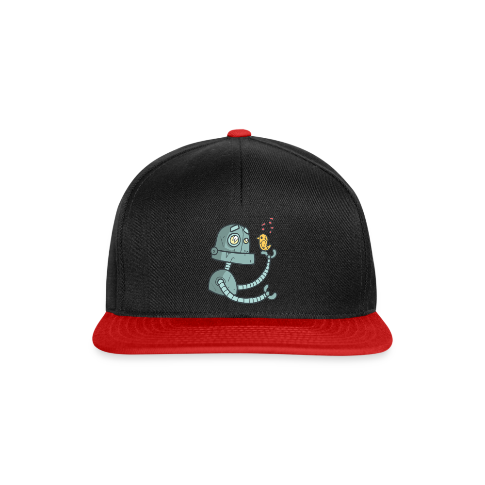 Gorra Snapback"Robot with a bird" - black/red