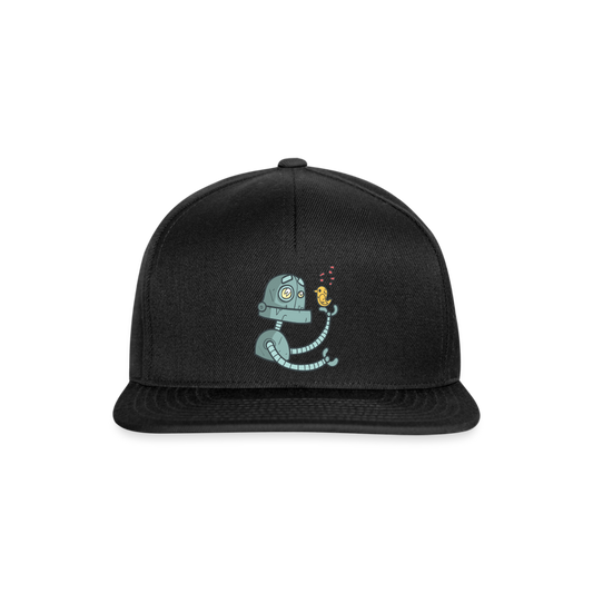 Gorra Snapback"Robot with a bird" - black/black