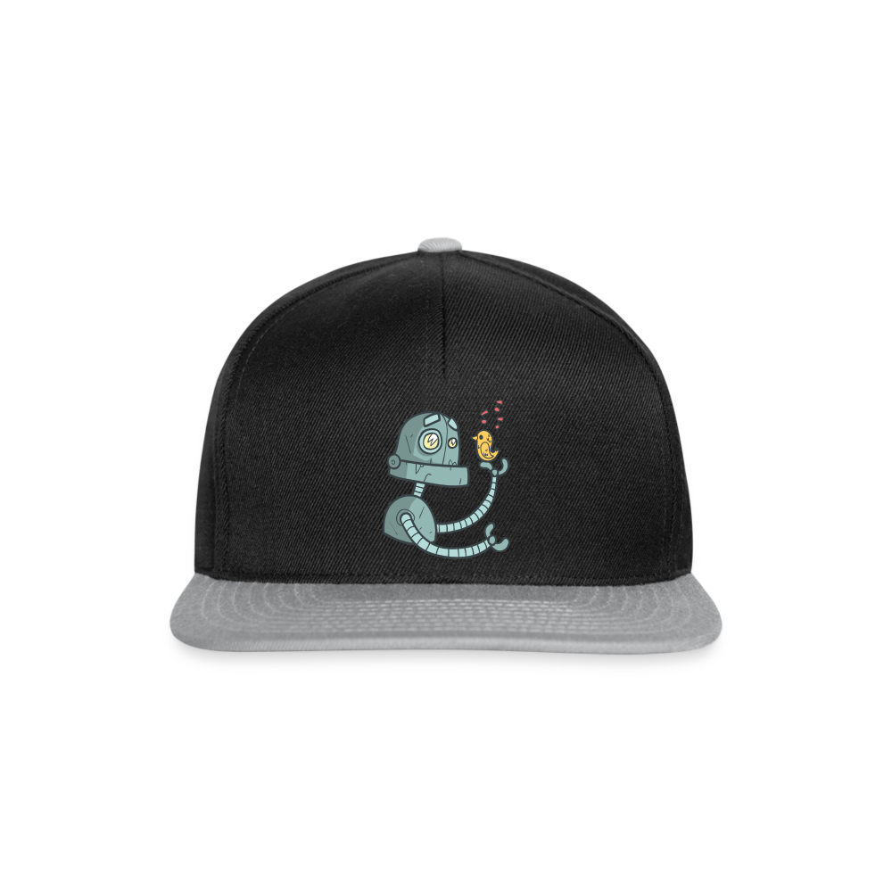 Gorra Snapback"Robot with a bird" - black/grey