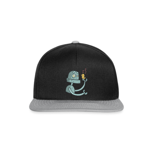 Gorra Snapback"Robot with a bird" - black/grey
