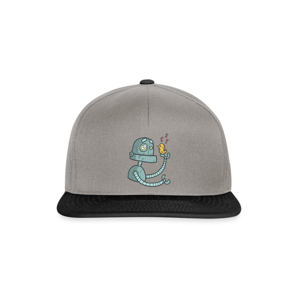 Gorra Snapback"Robot with a bird" - graphite/black