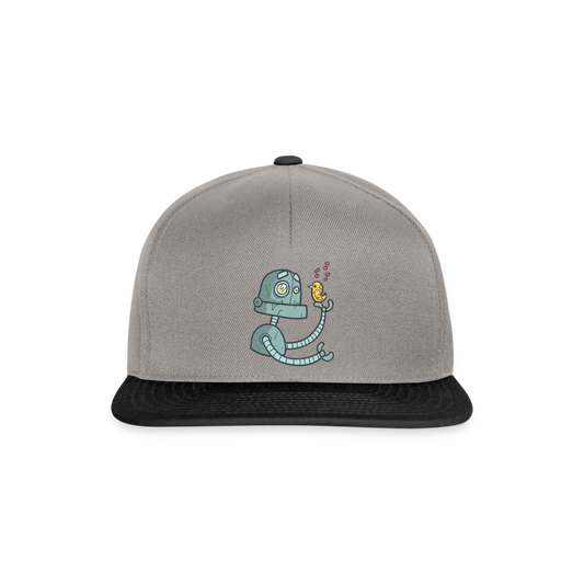Gorra Snapback"Robot with a bird" - graphite/black