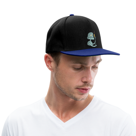 Gorra Snapback"Robot with a bird" - black/bright royal