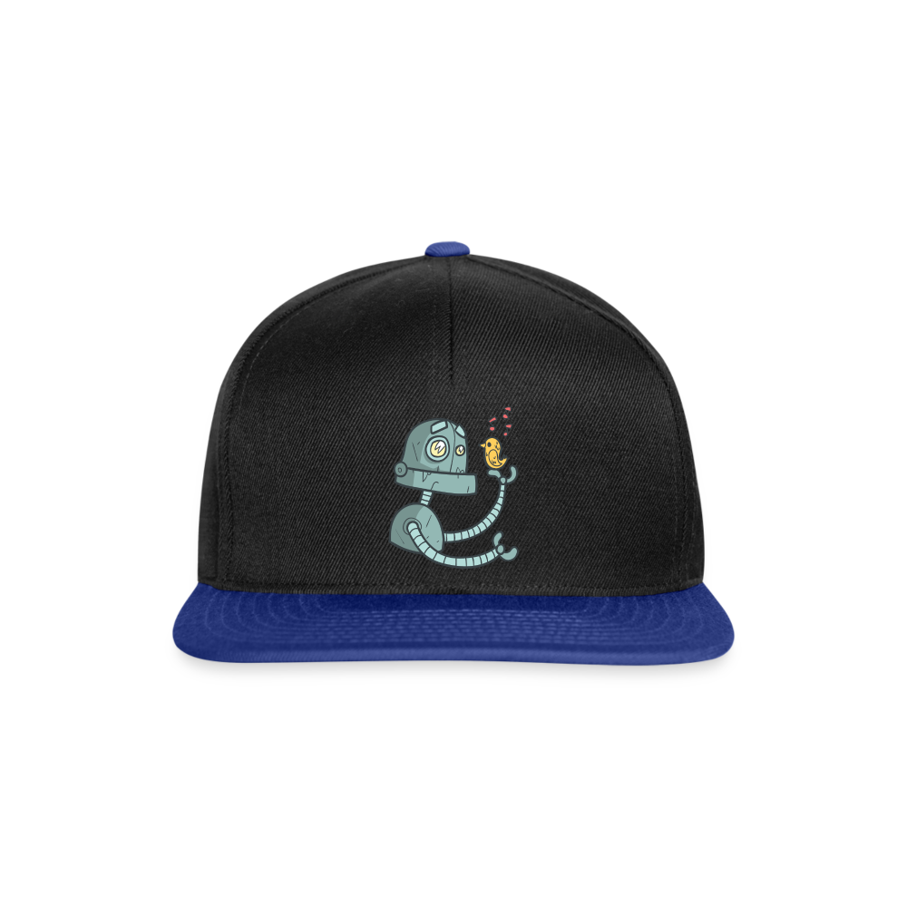Gorra Snapback"Robot with a bird" - black/bright royal