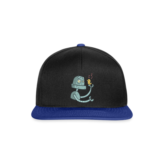 Gorra Snapback"Robot with a bird" - black/bright royal