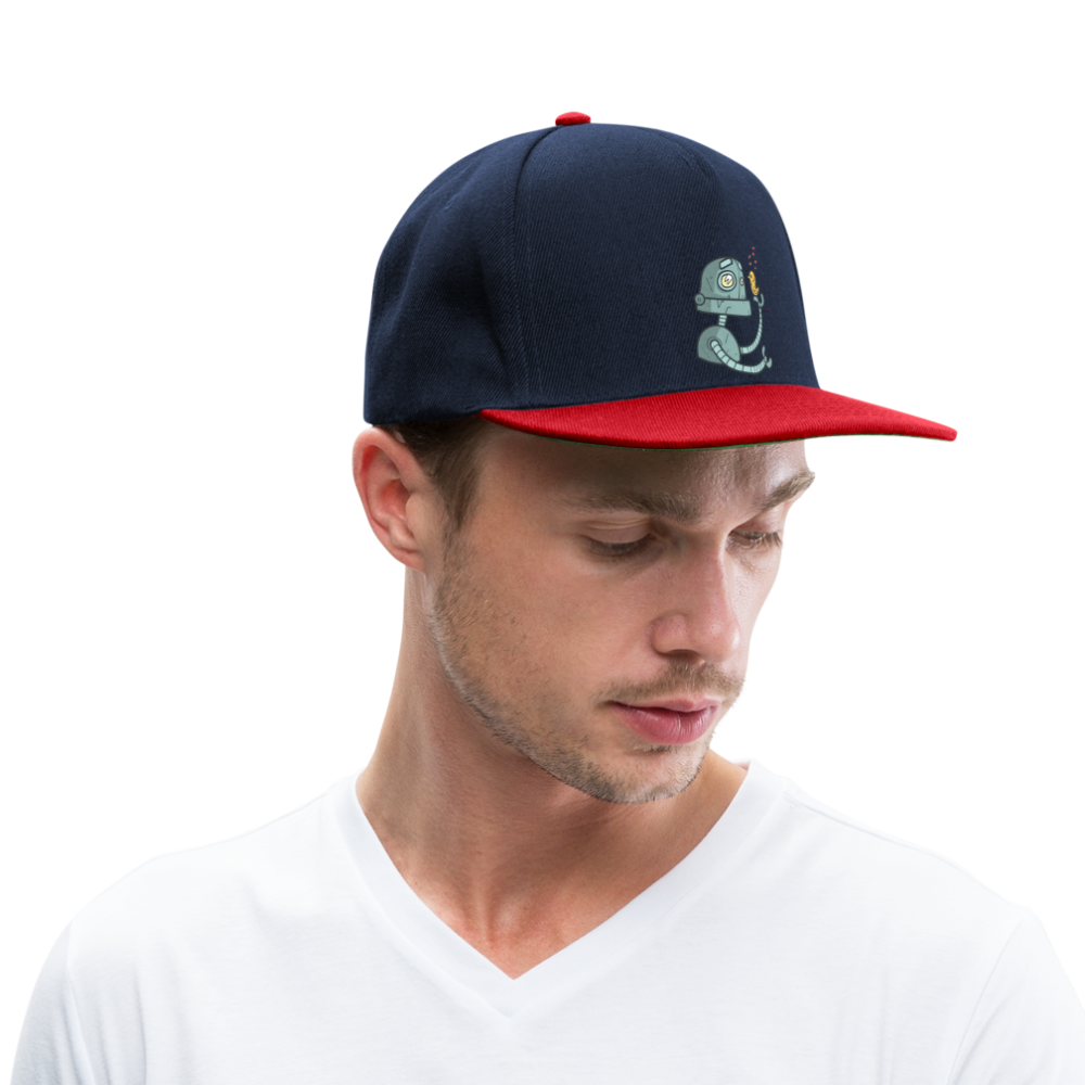 Gorra Snapback"Robot with a bird" - navy/red
