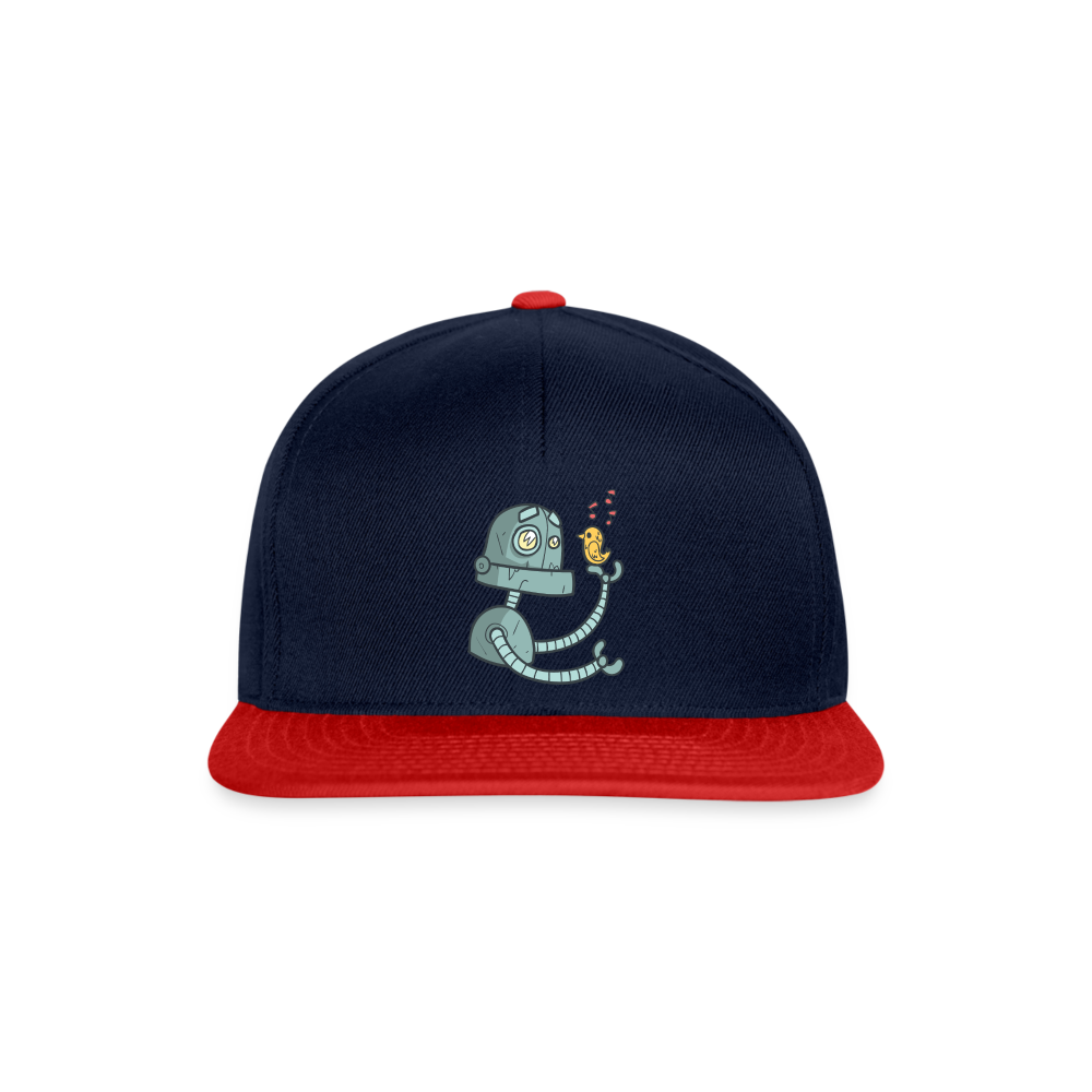 Gorra Snapback"Robot with a bird" - navy/red