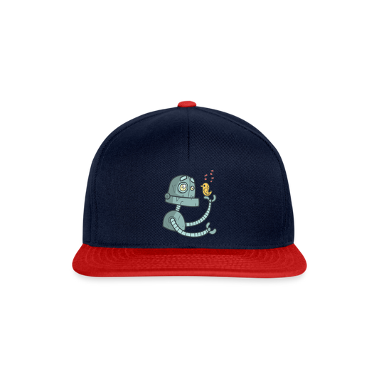 Gorra Snapback"Robot with a bird" - navy/red