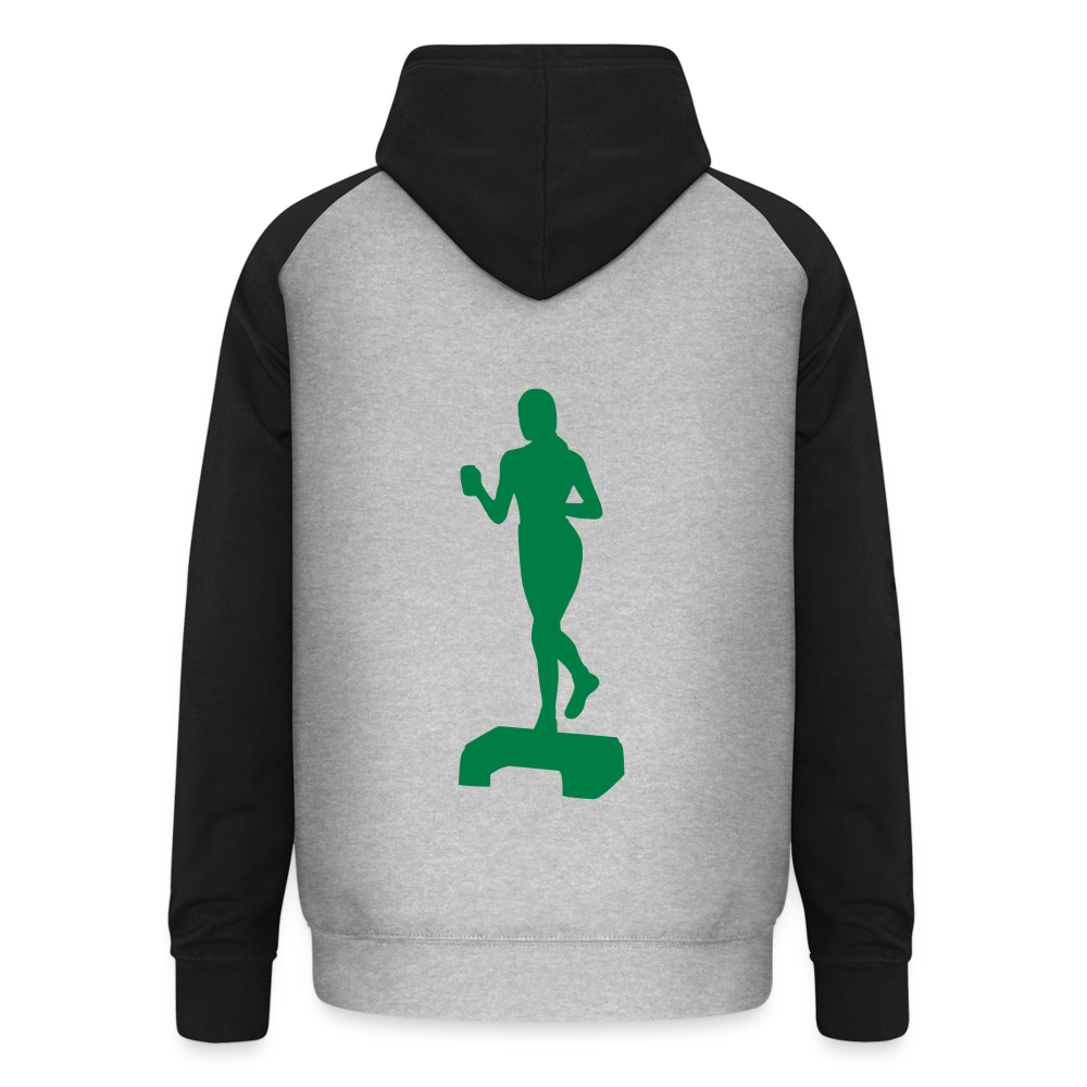 Sudadera con capucha de béisbol unisex"doing fitness" - heather grey/black