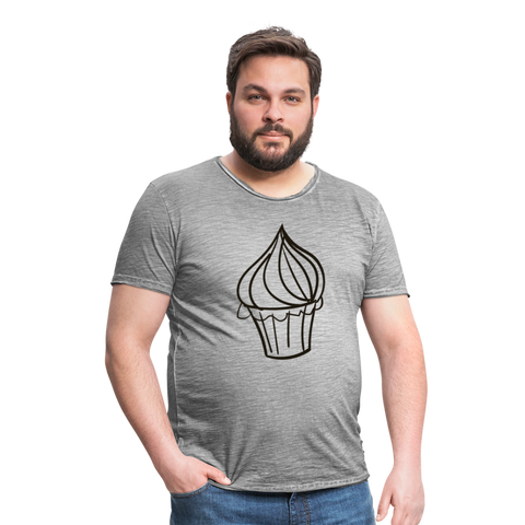 Camiseta vintage hombre"Cupcake" - vintage grey