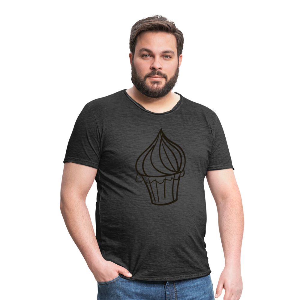 Camiseta vintage hombre"Cupcake" - washed black