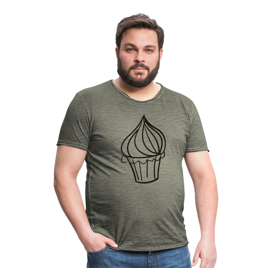 Camiseta vintage hombre"Cupcake" - vintage khaki