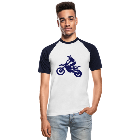 Camiseta béisbol manga corta hombre"Motocross Guy" - white/navy
