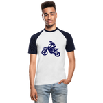 Camiseta béisbol manga corta hombre"Motocross Guy" - white/navy