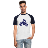 Camiseta béisbol manga corta hombre"Motocross Guy" - white/navy