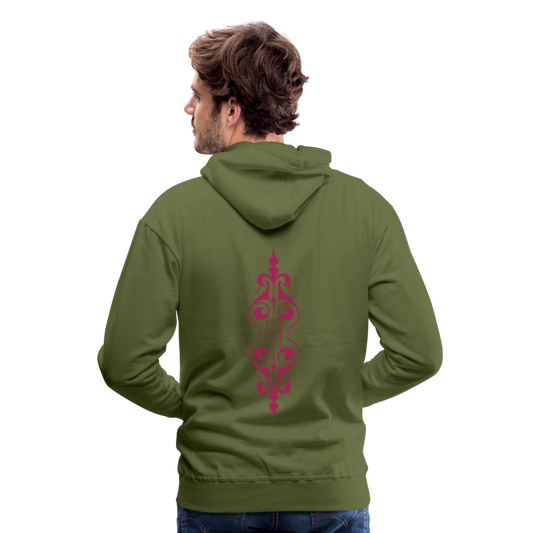 Sudadera con capucha premium para hombre"ornament" - olive green