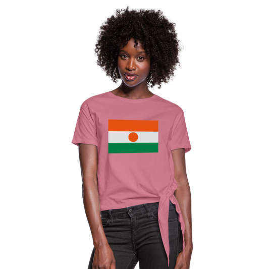 Camiseta con nudo mujer"flag niger" - mauve