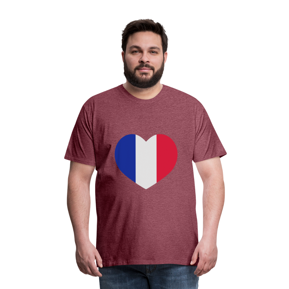 Camiseta premium hombre"love french futbol" - heather burgundy