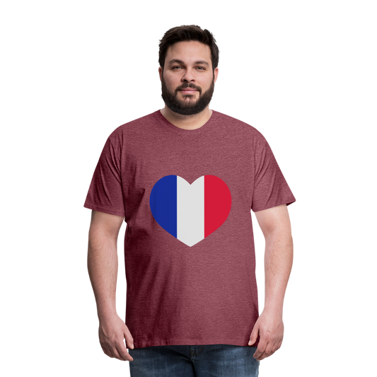 Camiseta premium hombre"love french futbol" - heather burgundy