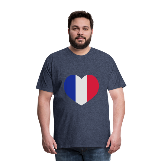 Camiseta premium hombre"love french futbol" - heather blue