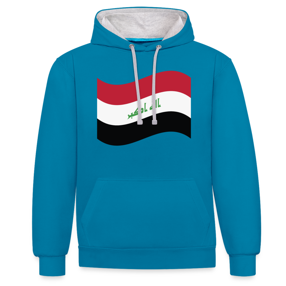 Sudadera con capucha en contraste"flag iraq" - peacock blue/heather grey