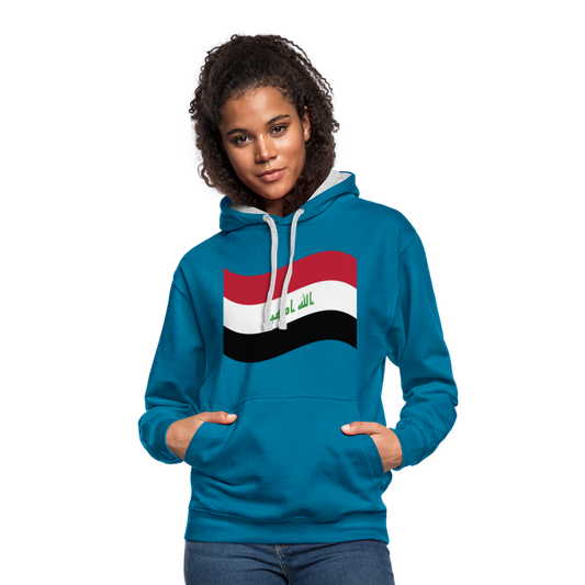 Sudadera con capucha en contraste"flag iraq" - peacock blue/heather grey