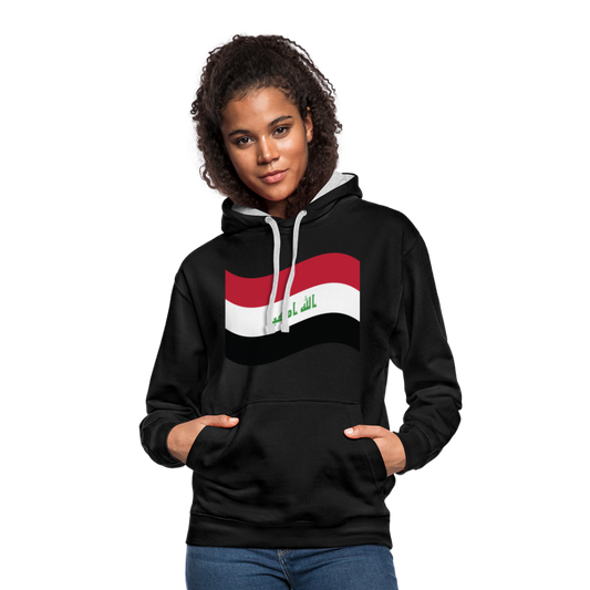 Sudadera con capucha en contraste"flag iraq" - black/heather grey
