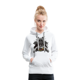 Sudadera con capucha premium para mujer"Samurai Burger" - white