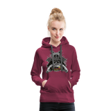 Sudadera con capucha premium para mujer"Samurai Burger" - bordeaux