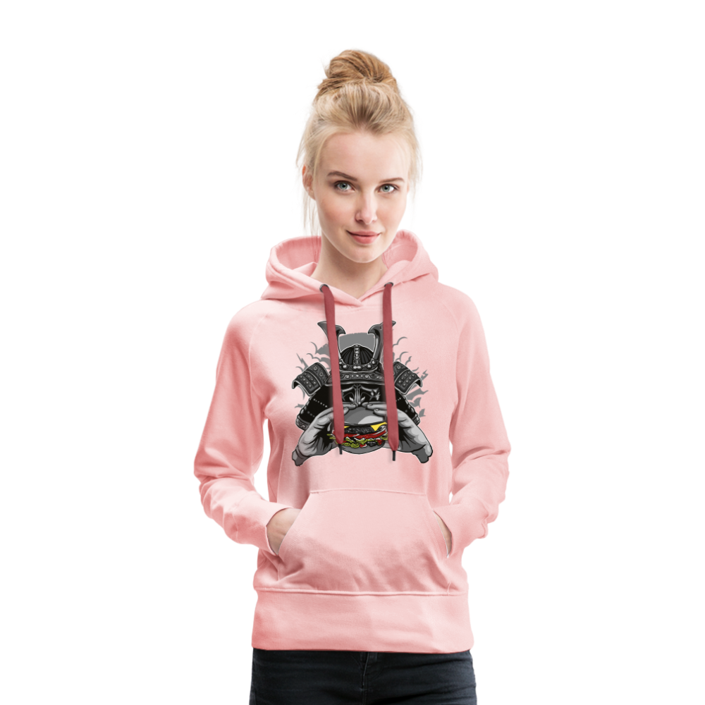 Sudadera con capucha premium para mujer"Samurai Burger" - crystal pink