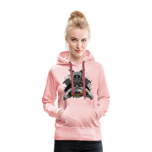 Sudadera con capucha premium para mujer"Samurai Burger" - crystal pink