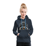 Sudadera con capucha premium para mujer"Samurai Burger" - navy